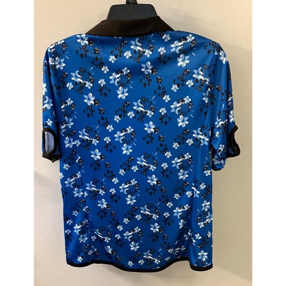 PGA Tour Womens V-neck UPF FPU 50 Blue/Black Flowered Golf Shirt Medium - Picture 9 of 9